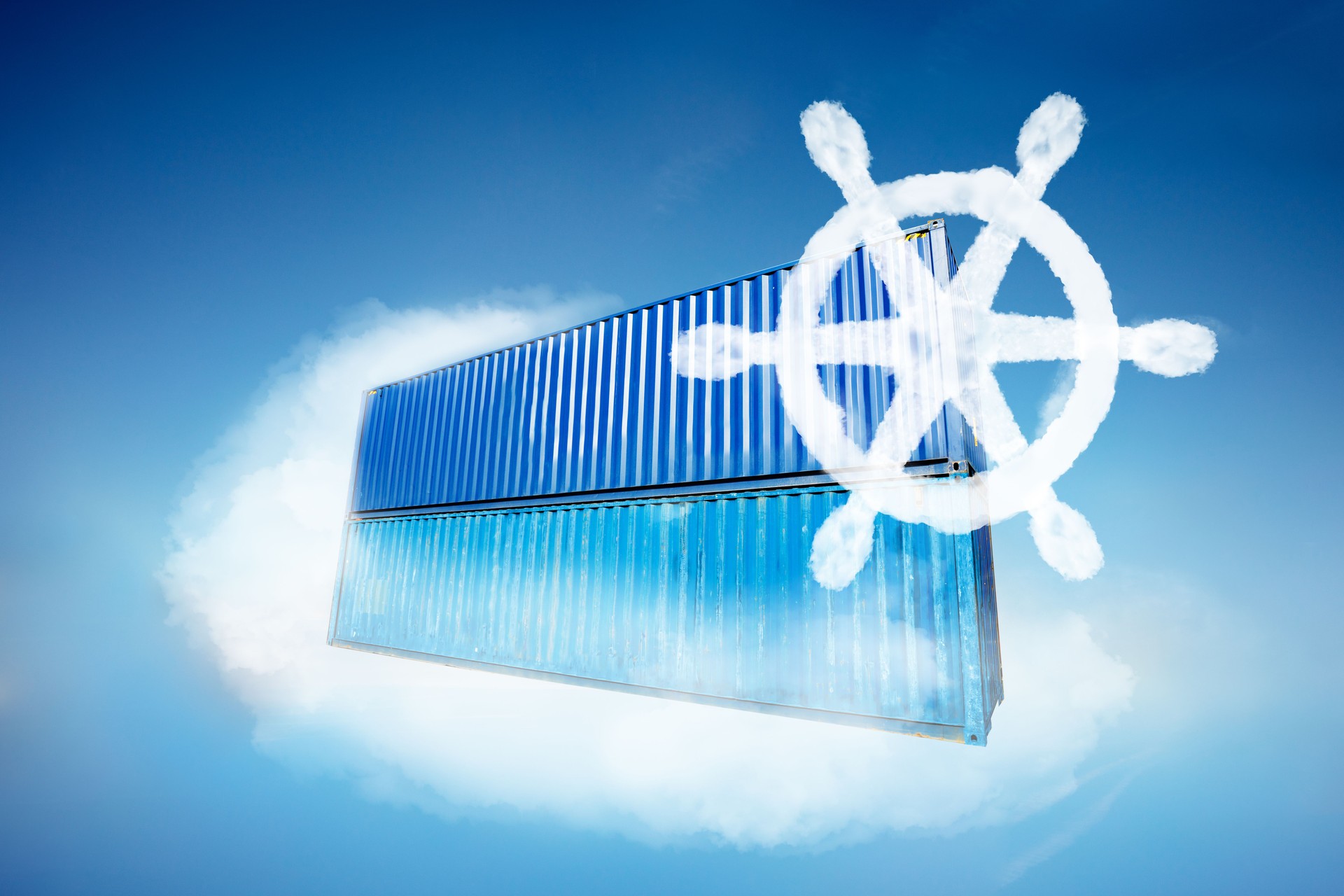 Cloud Kubernetes helm concept with containers